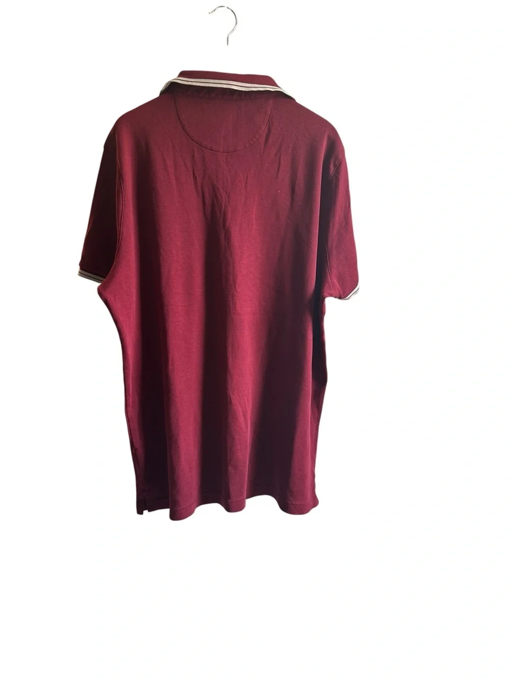 Michael Kors Men's Maroon Polo with White Contrast Stripes